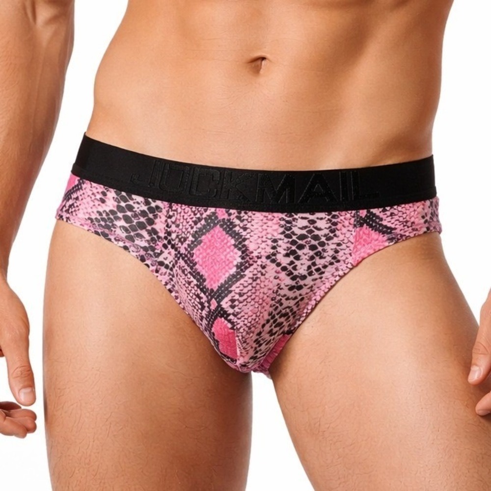 Jockmail Medium (27-30) Pink Snakeskin Backless Brief Jockstrap JM318 New